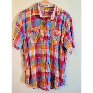 Feels shirt sleeve plaid shirt size M